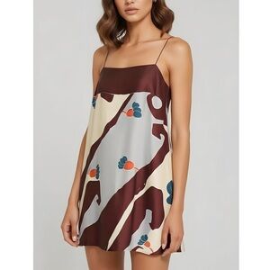 Faithfull the Brand Multicolor Abstract Print Mini Slip Dress
